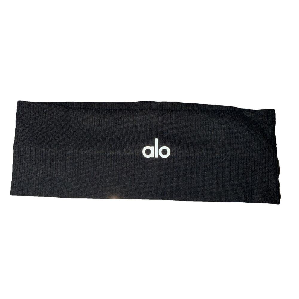 Alo Black Ribbed Headband Unisex Adults One Size Athletic Fitness Yoga Solid I